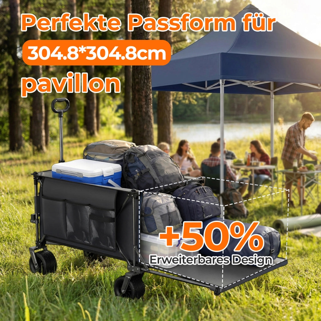 Carrello pieghevole 140 cm con sponda estensibile nero/grigio