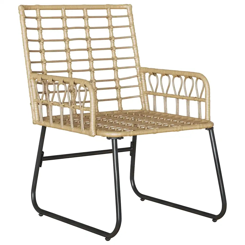 Set da Pranzo per Giardino 3 pcs Marrone e Crema polyrattan 42010353