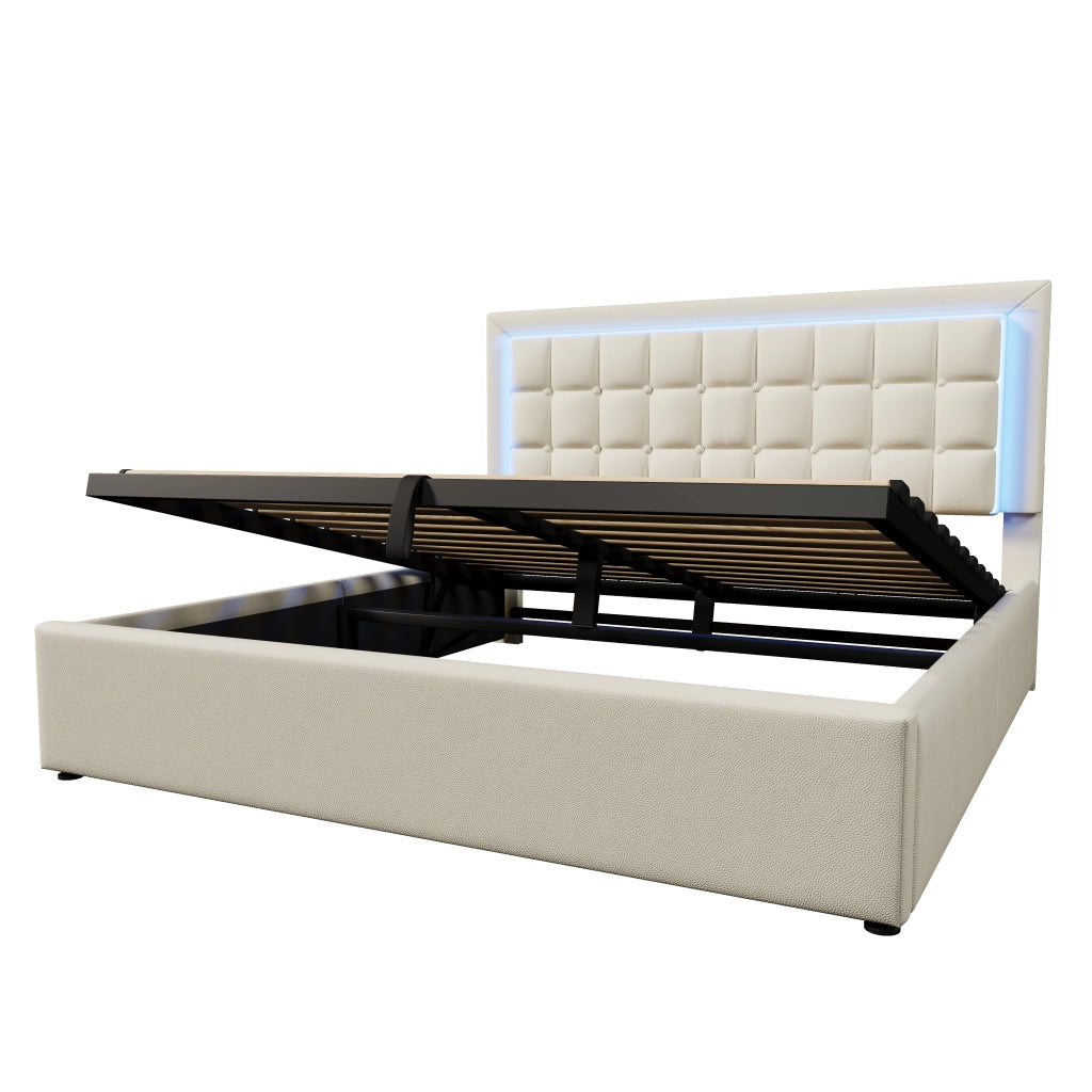 Letto matrimoniale contenitore 160x200 cm con materasso e LED