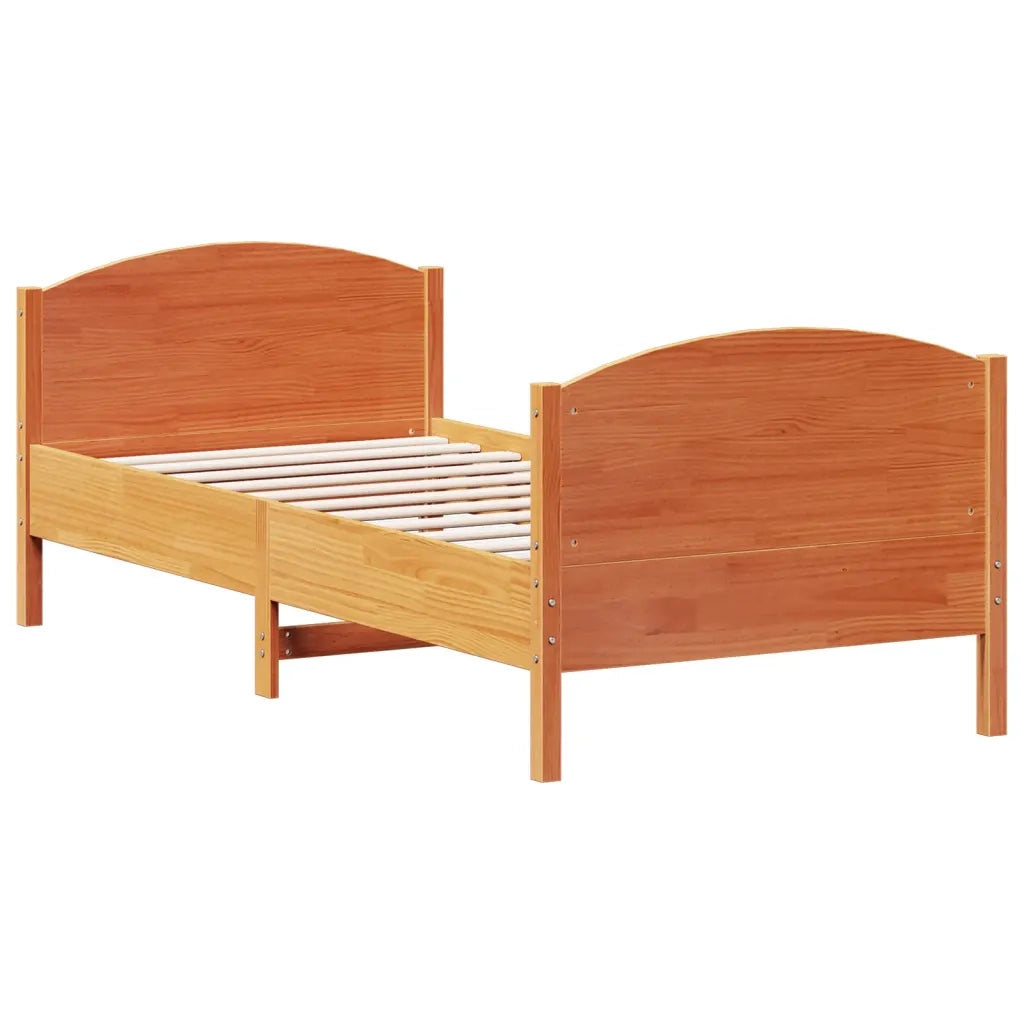 Letto senza Materasso-Struttura Letto Marrone Cera 75x190 cm in Legno di Pino 576289