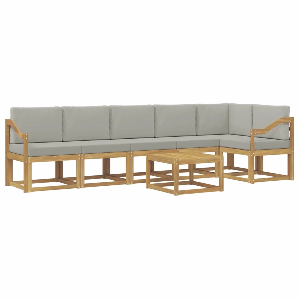 Set di divani da esterno 7 pz Bianco e Grigio Chiaro 3387750
