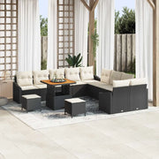 Set Divano da Giardino con cuscino 13 pcs Nero Poly Rattan