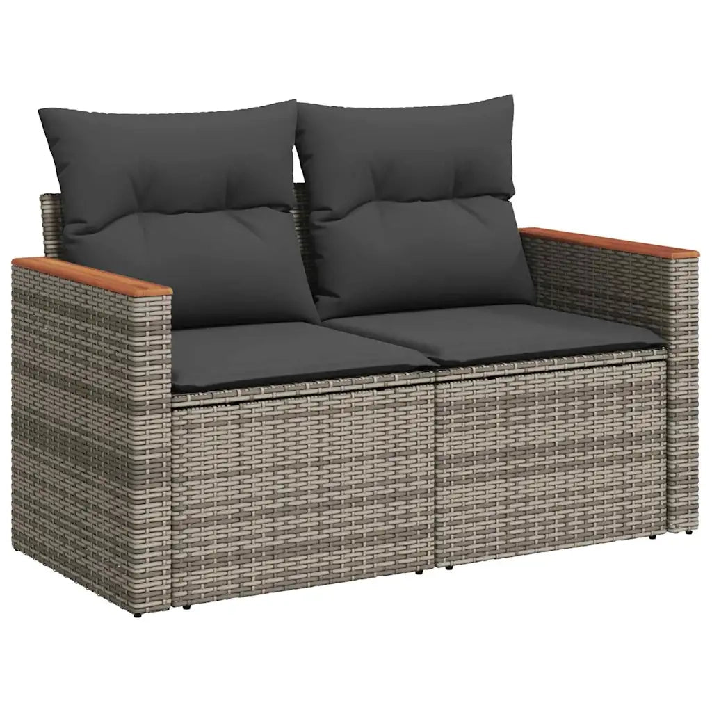 Set Divano da Giardino con cuscino 18 pcs Grigio polyrattan