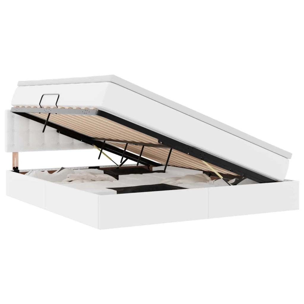 Letto con contenitore e LED con led Bianco Puro 160 x 200 cm