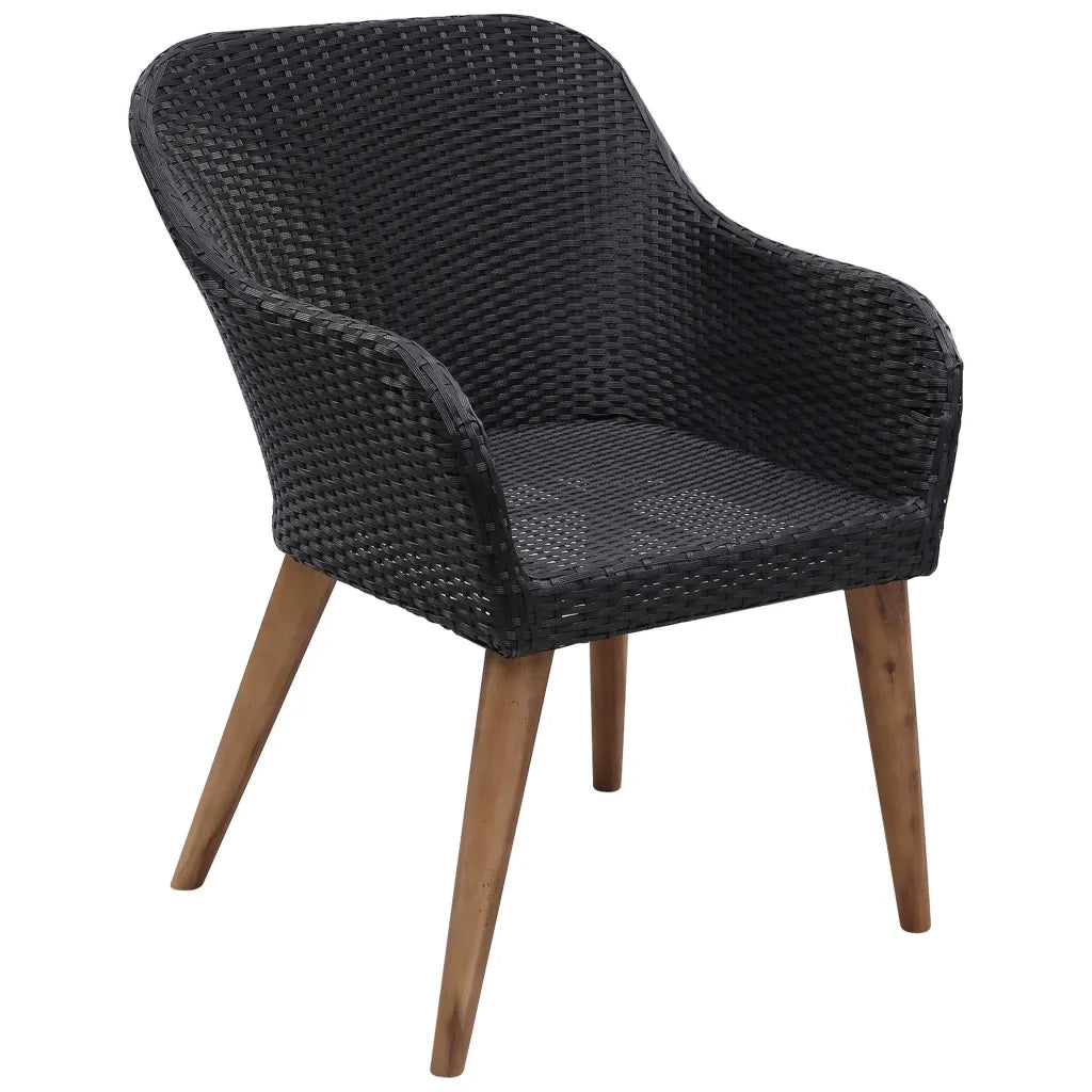 Set da Pranzo da Giardino 7 pz in Polyrattan Nero