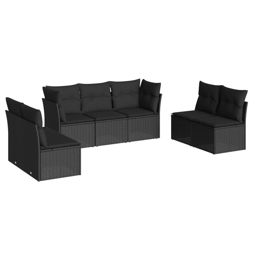 Set Divani da Giardino con Cuscini 7pz Nero Polyrattan 3249244