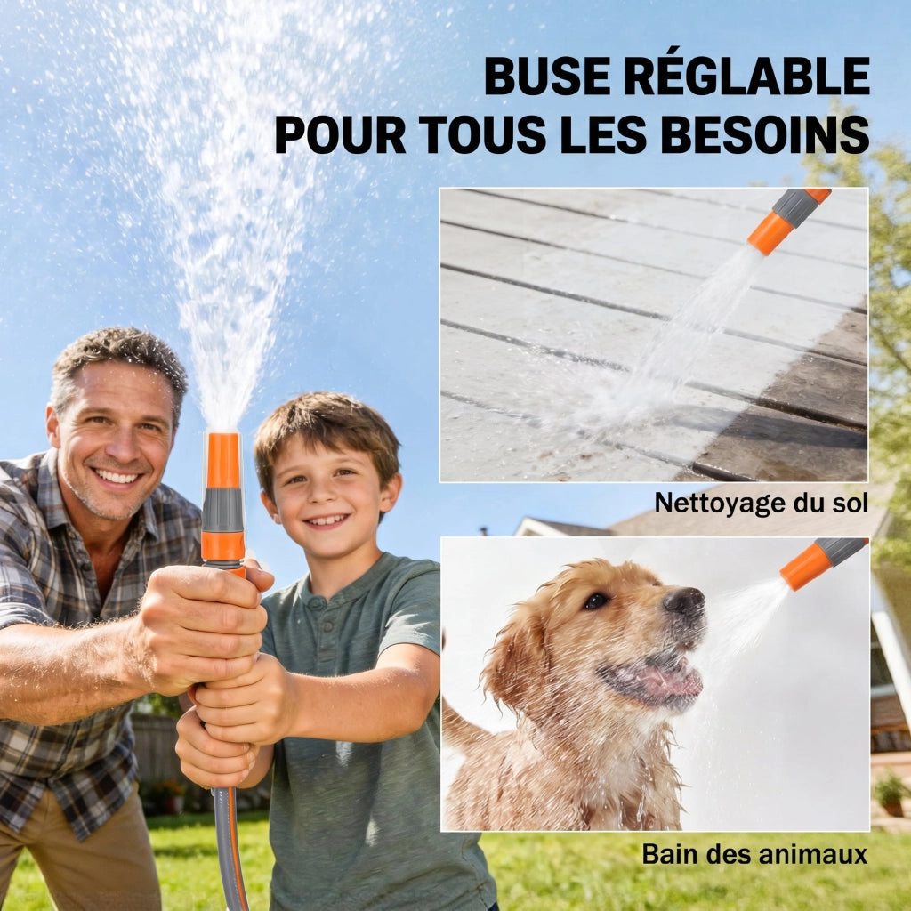 Enrouleur Tuyau Arrosage Mural 40+2 m x Ø 15mm, Dévidoir de Tuyaux d'Eau Rétractable Automatique Pivotant à 180°, Orange