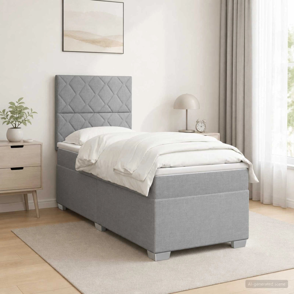 Letto box spring con materasso Grigio Chiaro 80 x 200 cm 3453283
