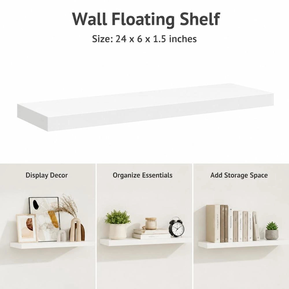 Floating Shelf, White, 80x23.5x3.8 Cm, MDF
