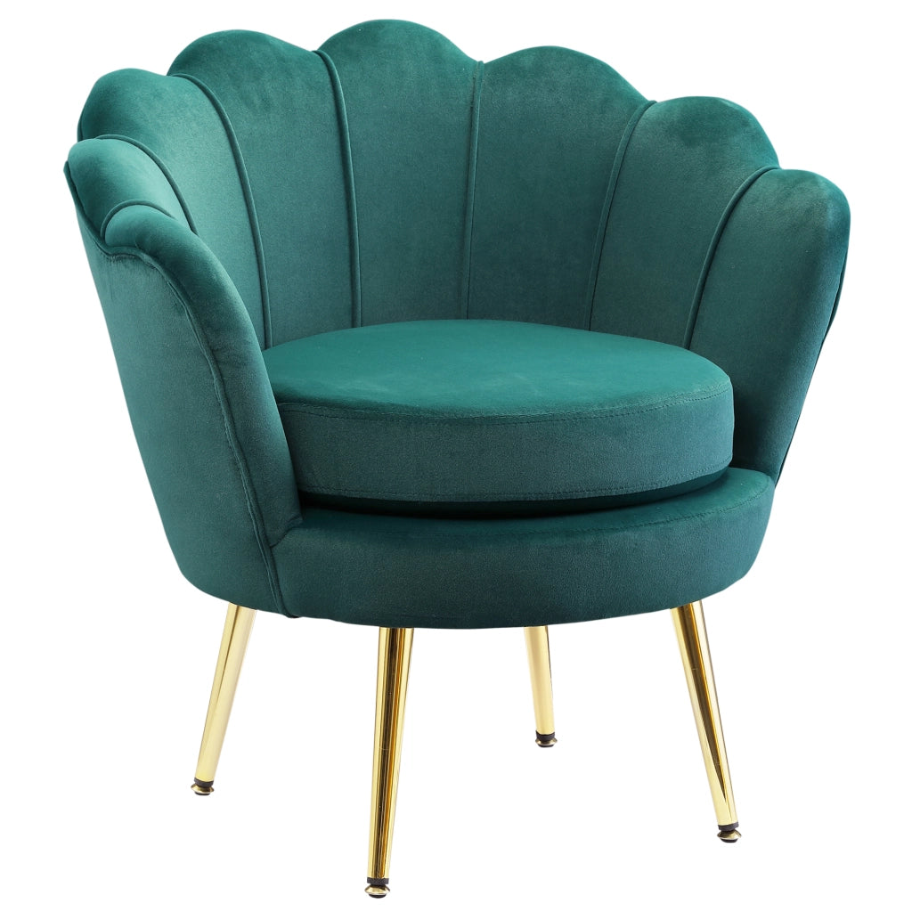 Poltrona Vintage di Design in Velluto Verde Poltroncina da Camera