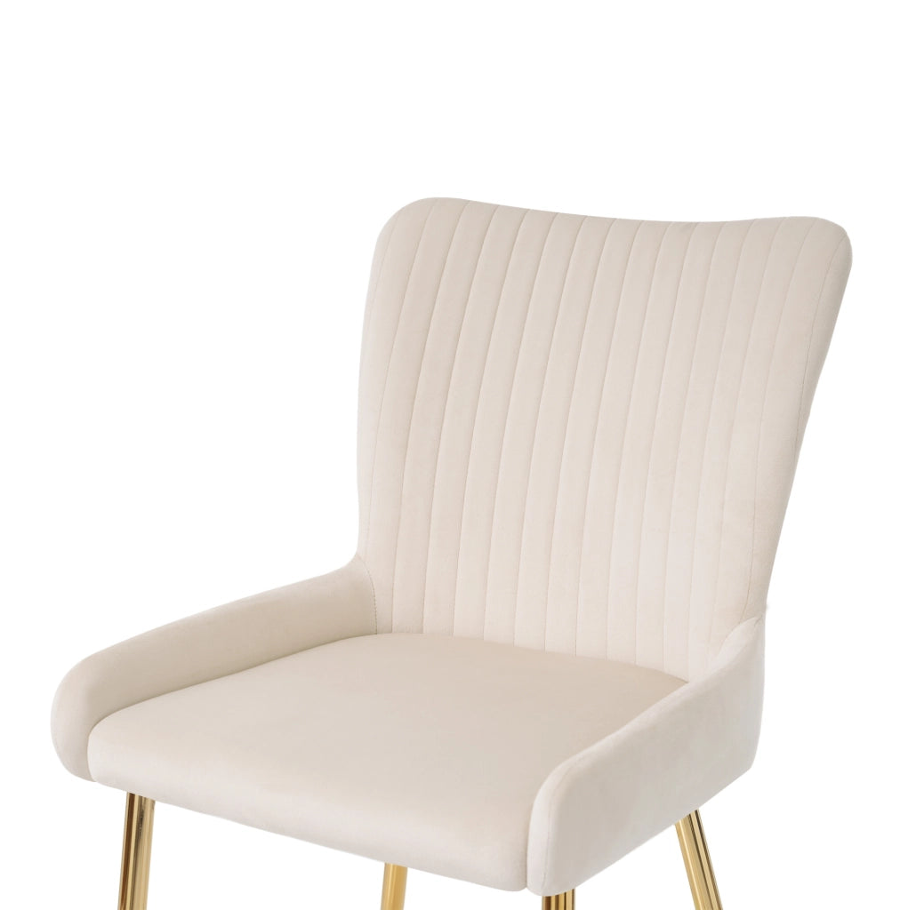 SEDIA DA PRANZO in velluto beige e oro Set da 4 pezzi