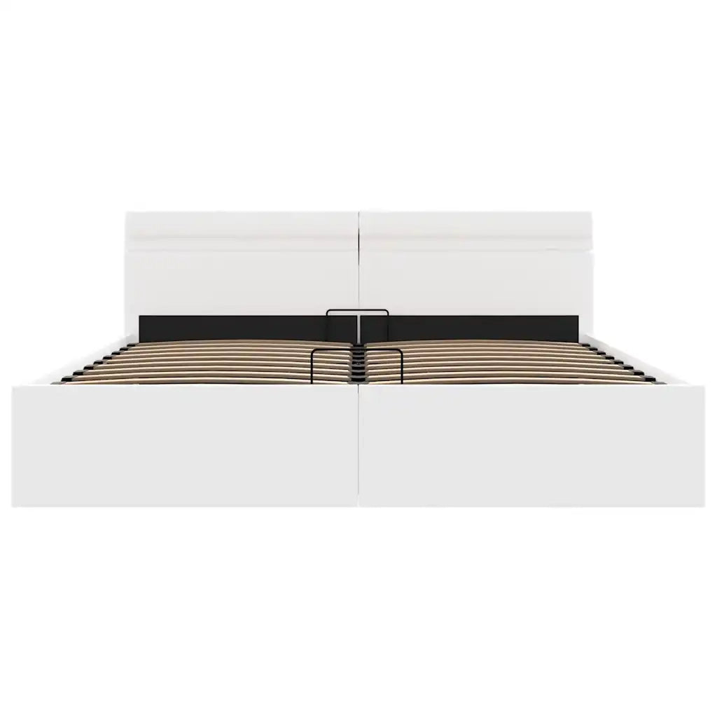 Giroletto Contenitore Idraulico LED Bianco Similpelle 160x200cm