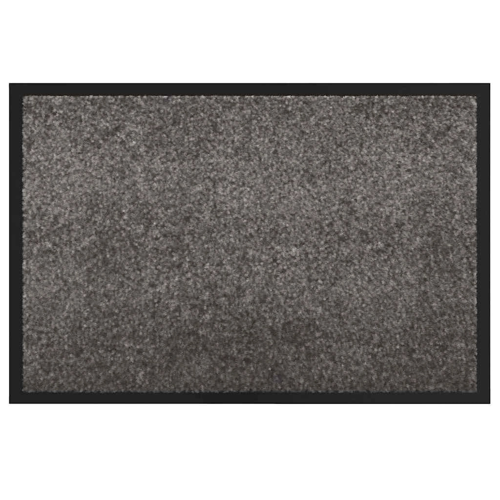 Tappetino da porta rettangolare moderno antiscivolo 60 x 40 x 1.2 cm in tessuto teddy grigio chiaro 02_0059004