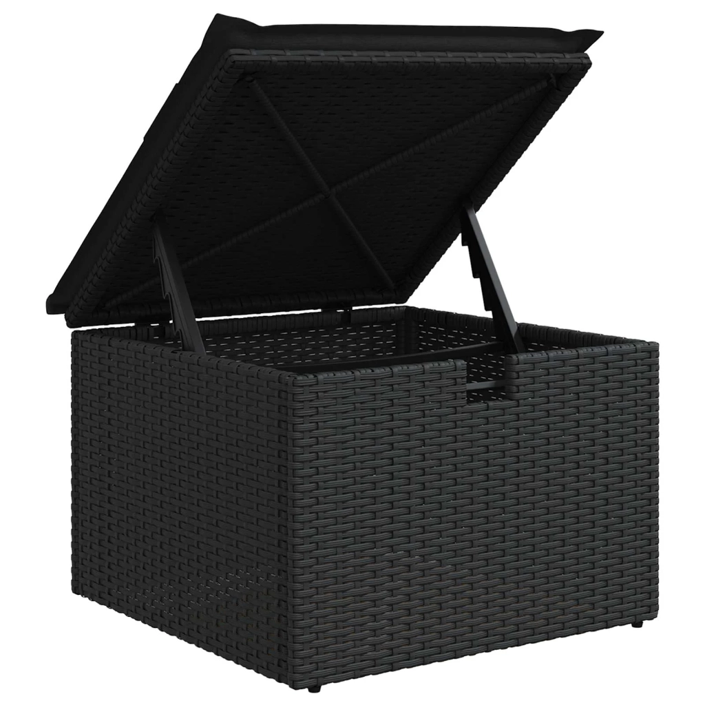 Set Divano da Giardino con cuscino 6 pcs Nero polyrattan