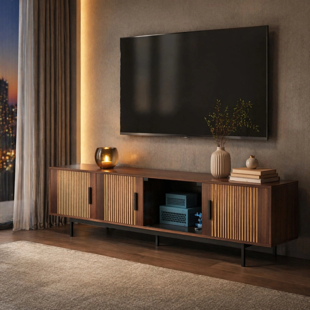 Mobile TV moderno con LED, Bluetooth e app, 200 cm