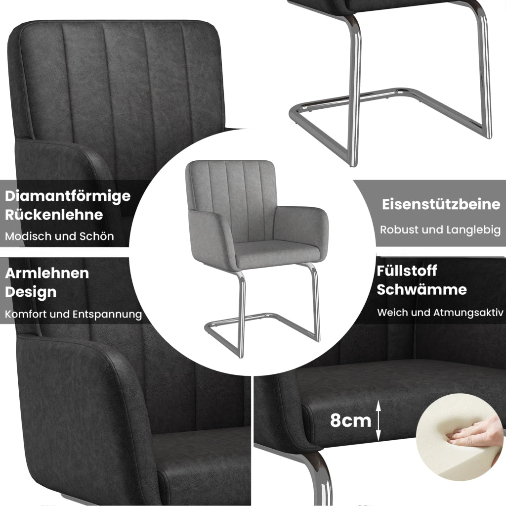 Set di 2 sedie da pranzo nere in similpelle con gambe a Z