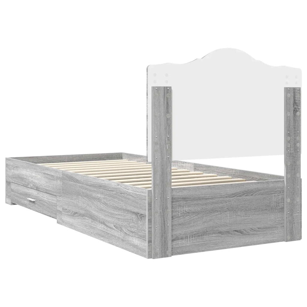 Letto singolo | Letto per adulti | Struttura del letto Grigio Sonoma 90 x 190 cm Legno multistrato