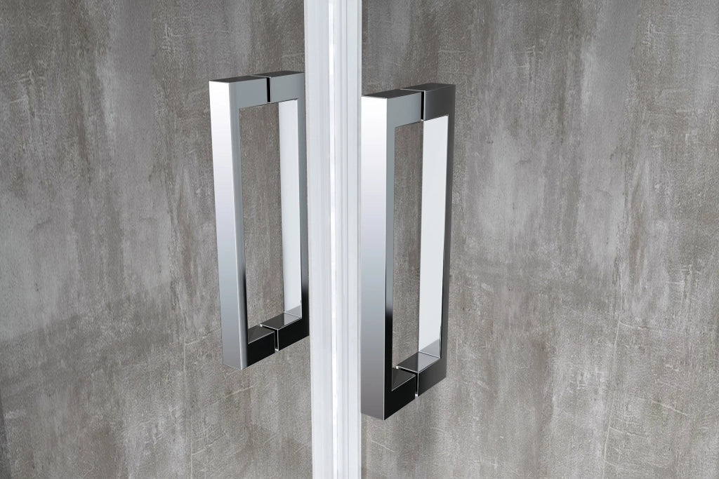 Box doccia 6 mm H 190 parete fissa e porta a 4 ante con apertura centrale MISURA 77,5-80 ANTA FISSA + PORTA 193-198