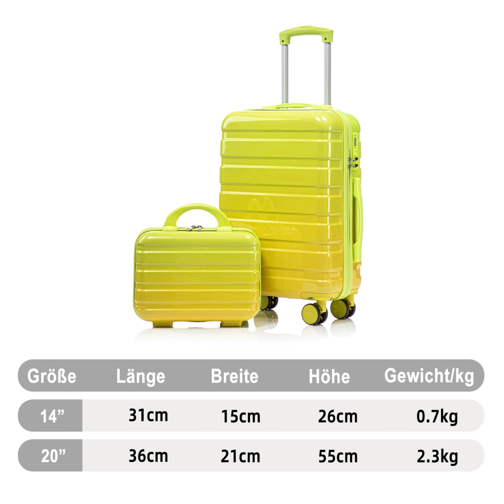 Valigia 2 pz verde 14 pollici/20 pollici materiale PC