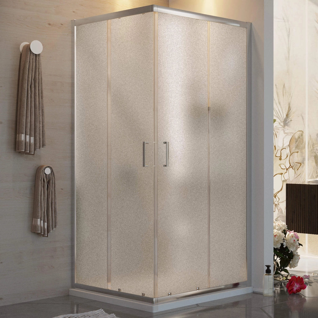 Box Doccia Angolare 75x120 cm 2 Ante Scorrevoli in Cristallo Opaco 6mm H185 Fosterberg Dragor