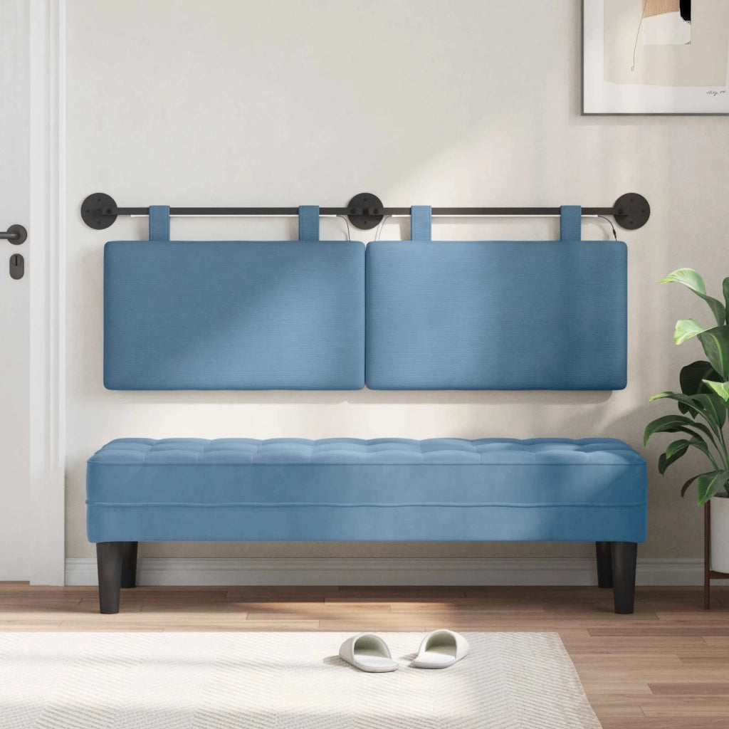 Testiera | Testata sospesa Con luce LED Blu Tessuto in Cords
