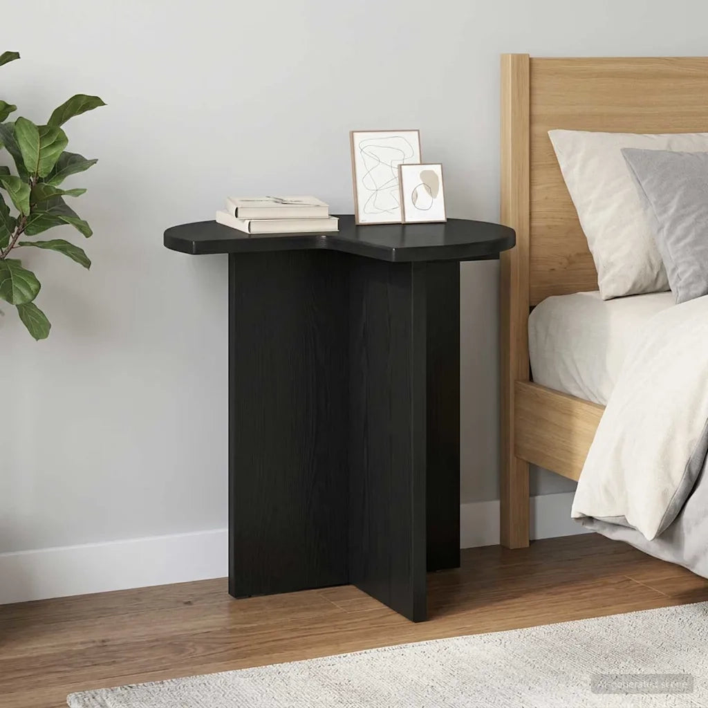 Tavolo laterale 2 pz Nero Ø 39 x 38 cm Legno ingegnerizzato 8001082
