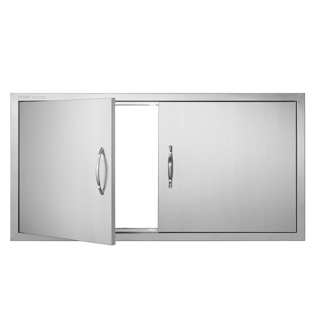 BH-019 Doppia Porta di Accesso da Incasso in Acciaio Inox 1067x534mm per Cucina Esterna e Mobiletto Barbecue Resistente e Pratica