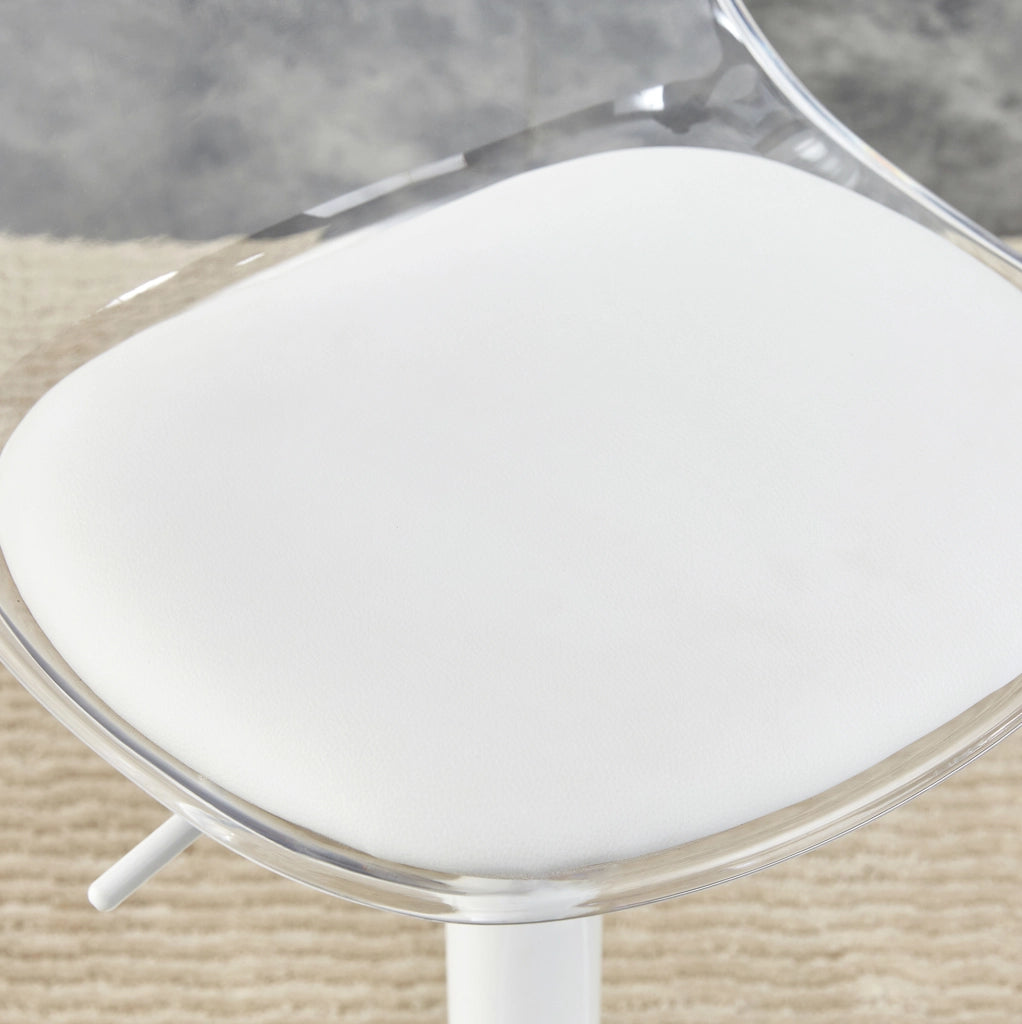 SGABELLO DA BAR Regolabile 82-104 cm Trasparente e Bianco Set da 2 pezzi
