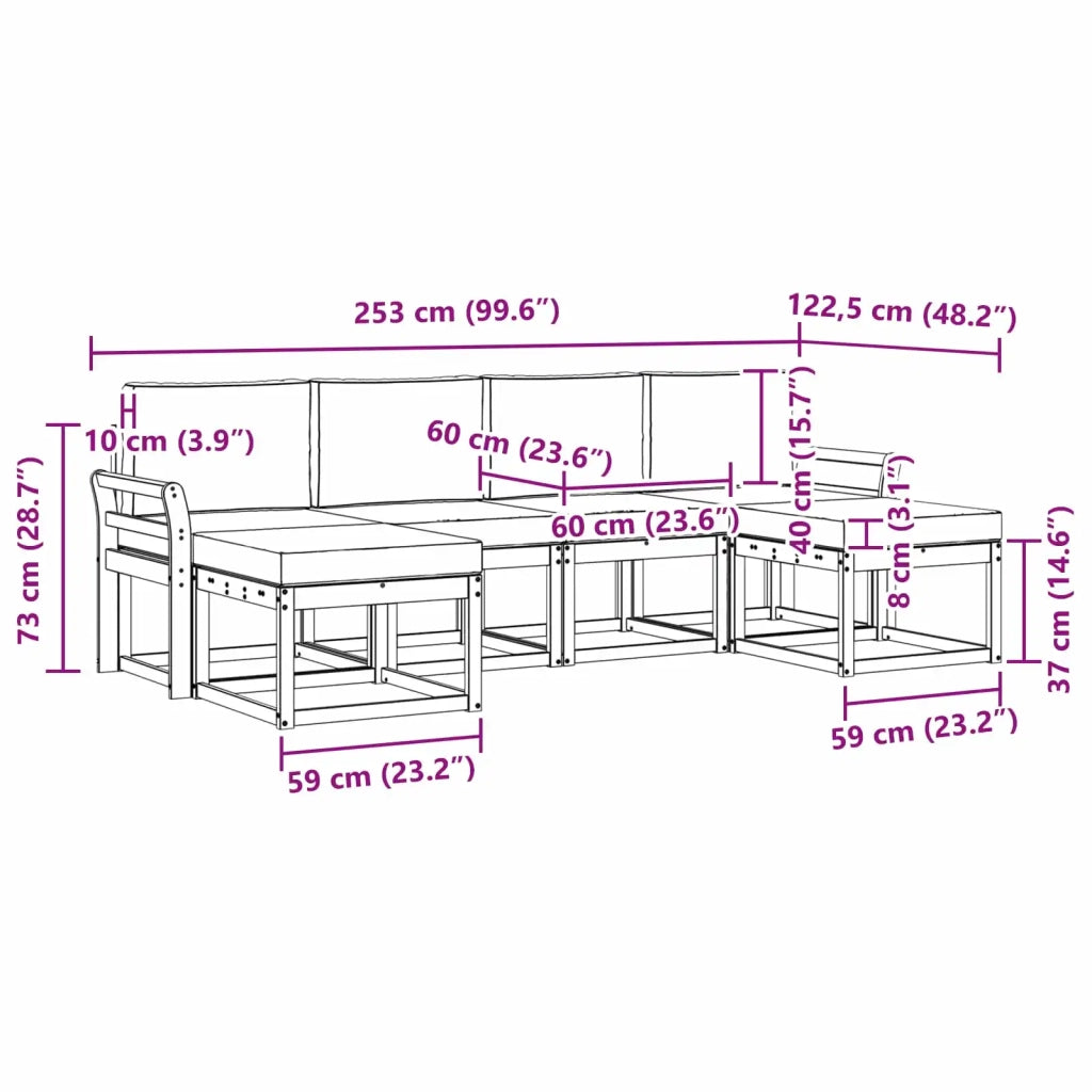 Set di divani da esterno 6 pz Bianco e Antracite Poliestere 3388016