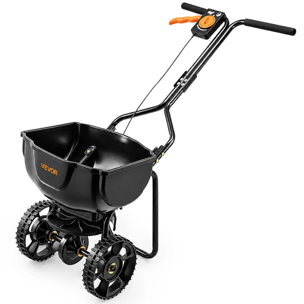Spandiconcime e Seminatrice per Giardino 6,8 kg, Larghezza 0-3 m, Ruote 254 mm, Controllo Flusso Regolabile per Prato e Terreno