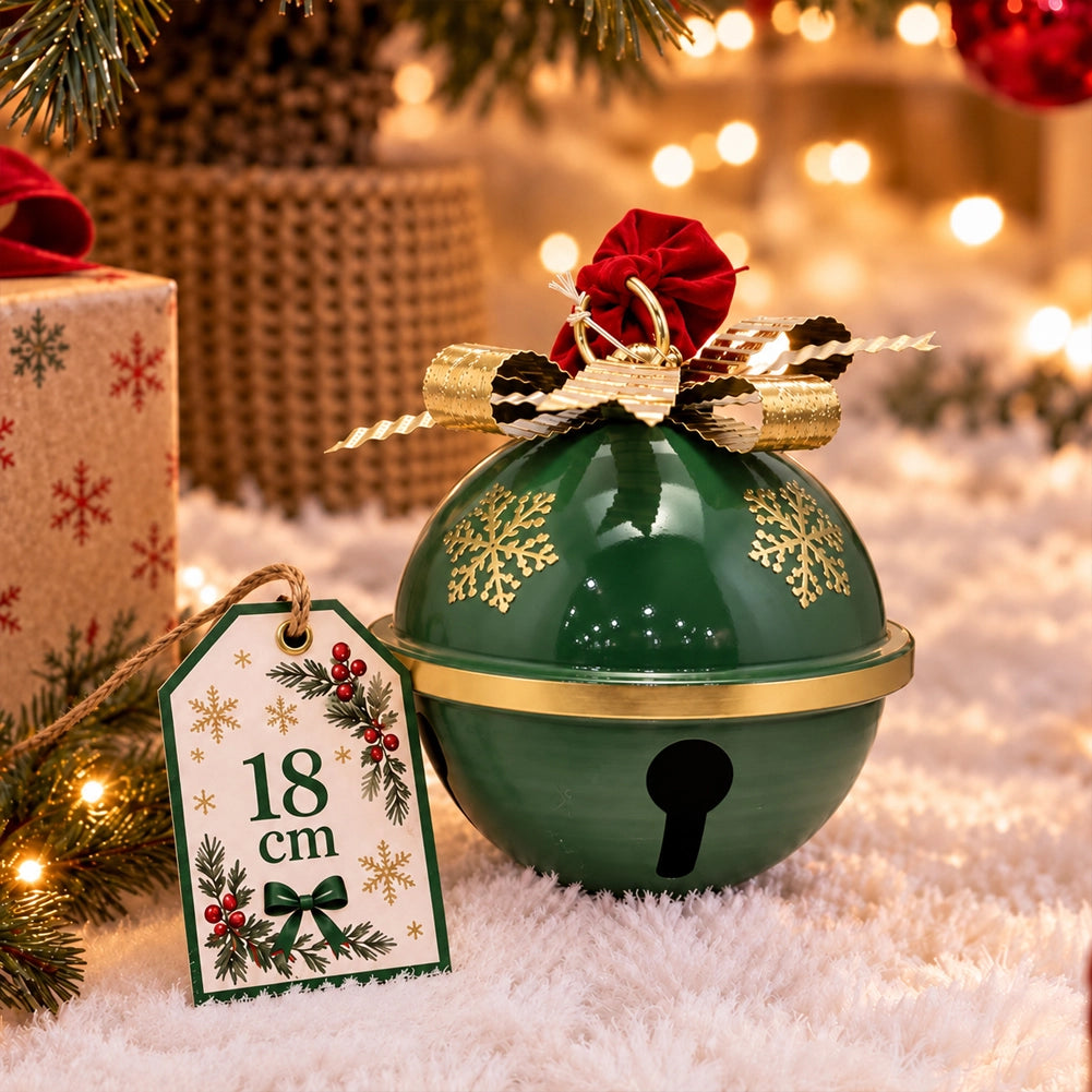 Campana in Metallo 18 cm Verde Decorazione di Natale Natalizio Esterno Interno