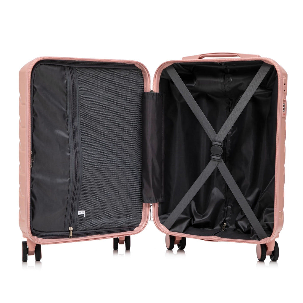 Set valigie ABS 2 pezzi con spinner e combinazione, rosa. Include trolley 14"/19" e beauty case 14