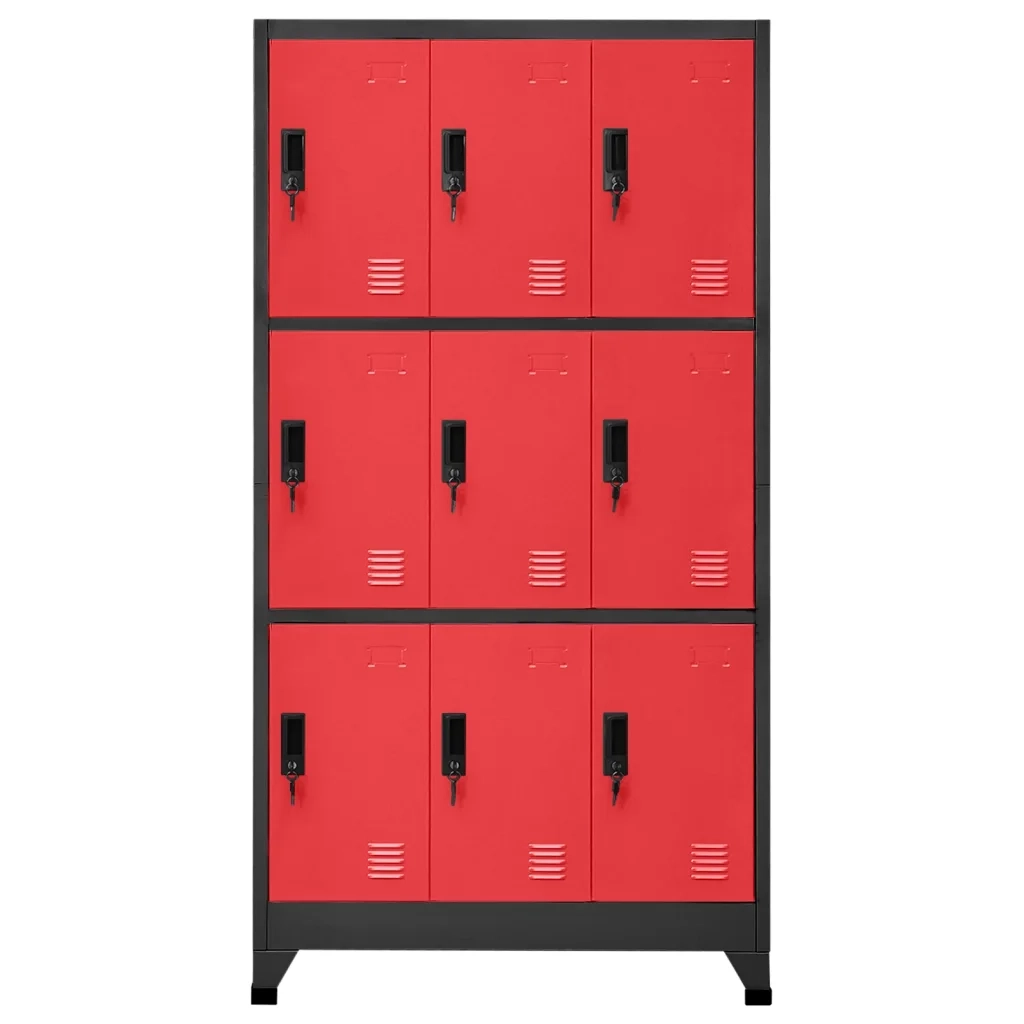 Armadietto a casetti moderno di design 90 x 45 x 180 cm chiudibile a chiave atmosfera contemporanea in acciaio antracite 02_0047021