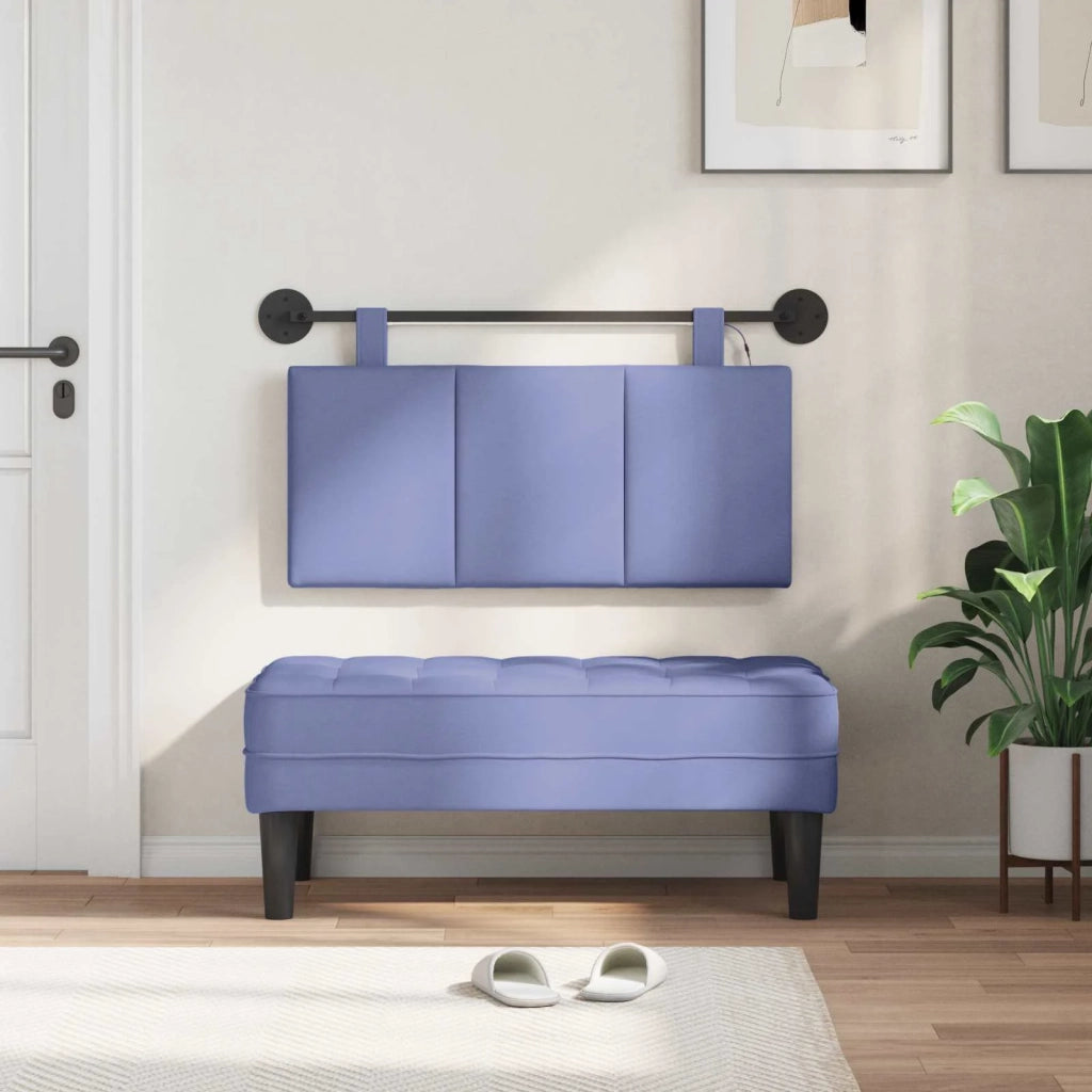 Testiera | Testata sospesa Con luce LED Blu jeans Tessuto