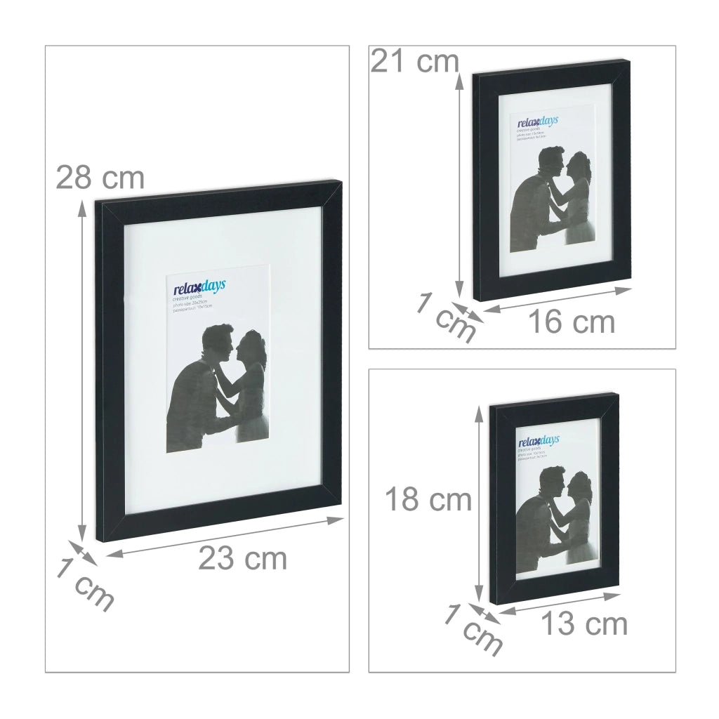 Set di 10 cornici portafoto decorative per pareti o tavoli 28 x 23 cm finitura semplice in MDF nero 13_0013262