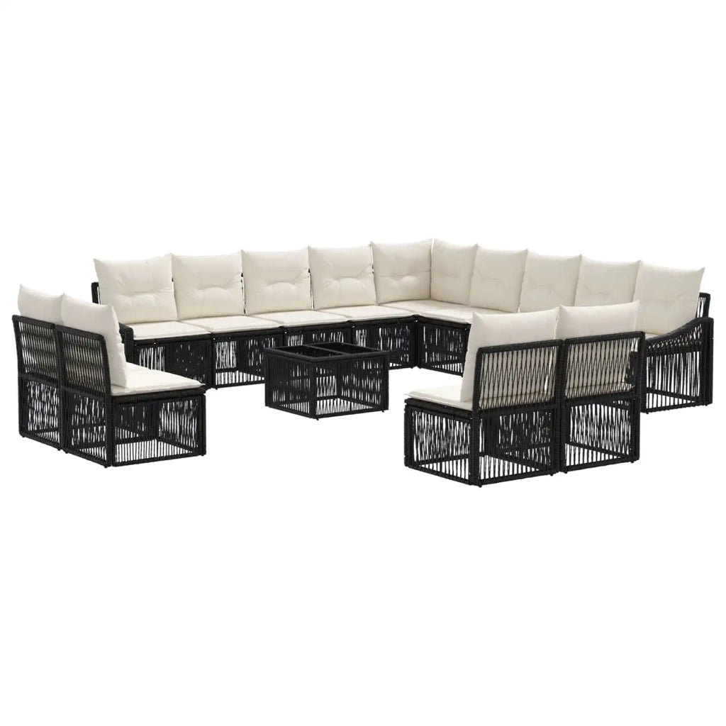 Set Divano da Giardino 14 pz Nero polyrattan 3436171