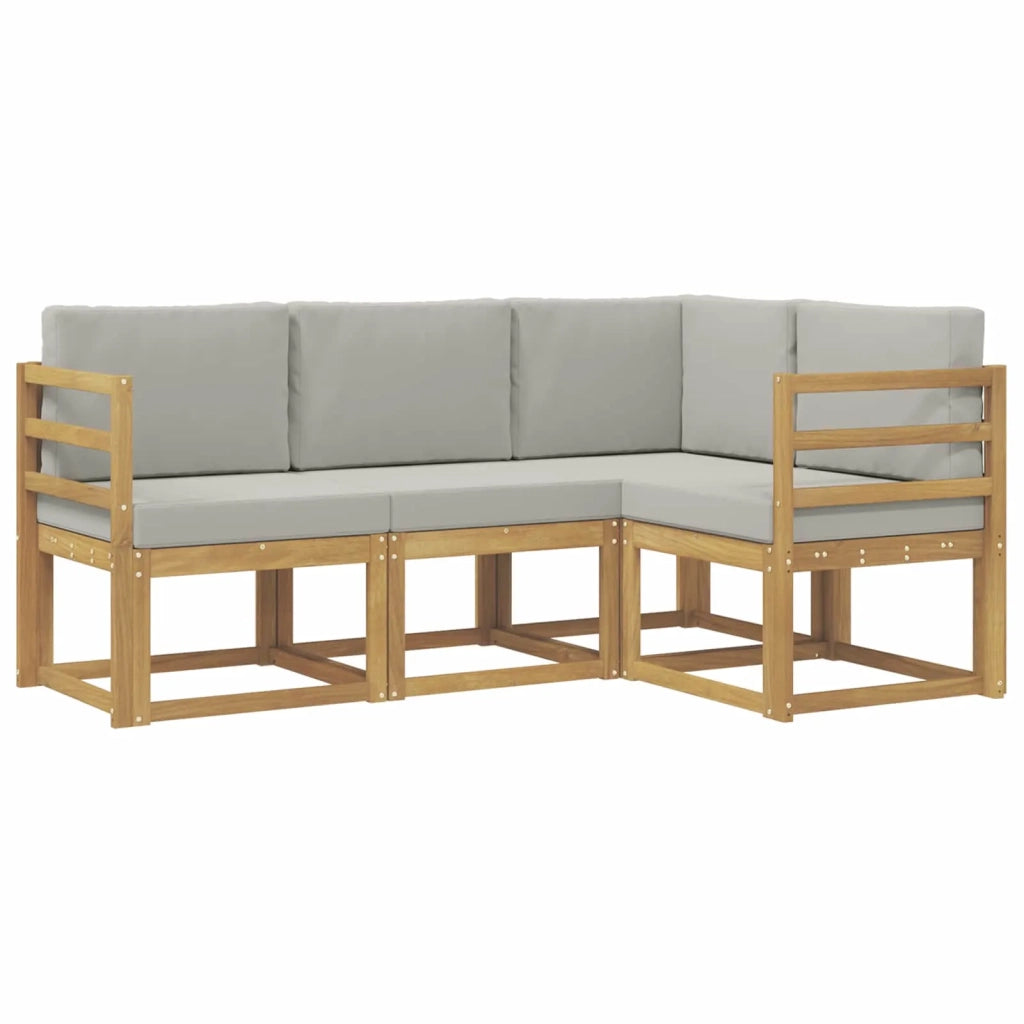 Set di divani da esterno 4 pz Bianco e Grigio Chiaro Poliestere 3387545