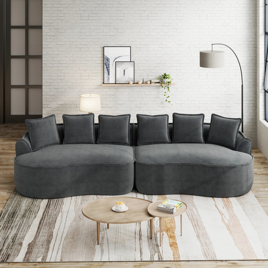 Divano 4 Posti in Tessuto Chenille con Cuscini ¨C MINIMAL ¨C Grigio