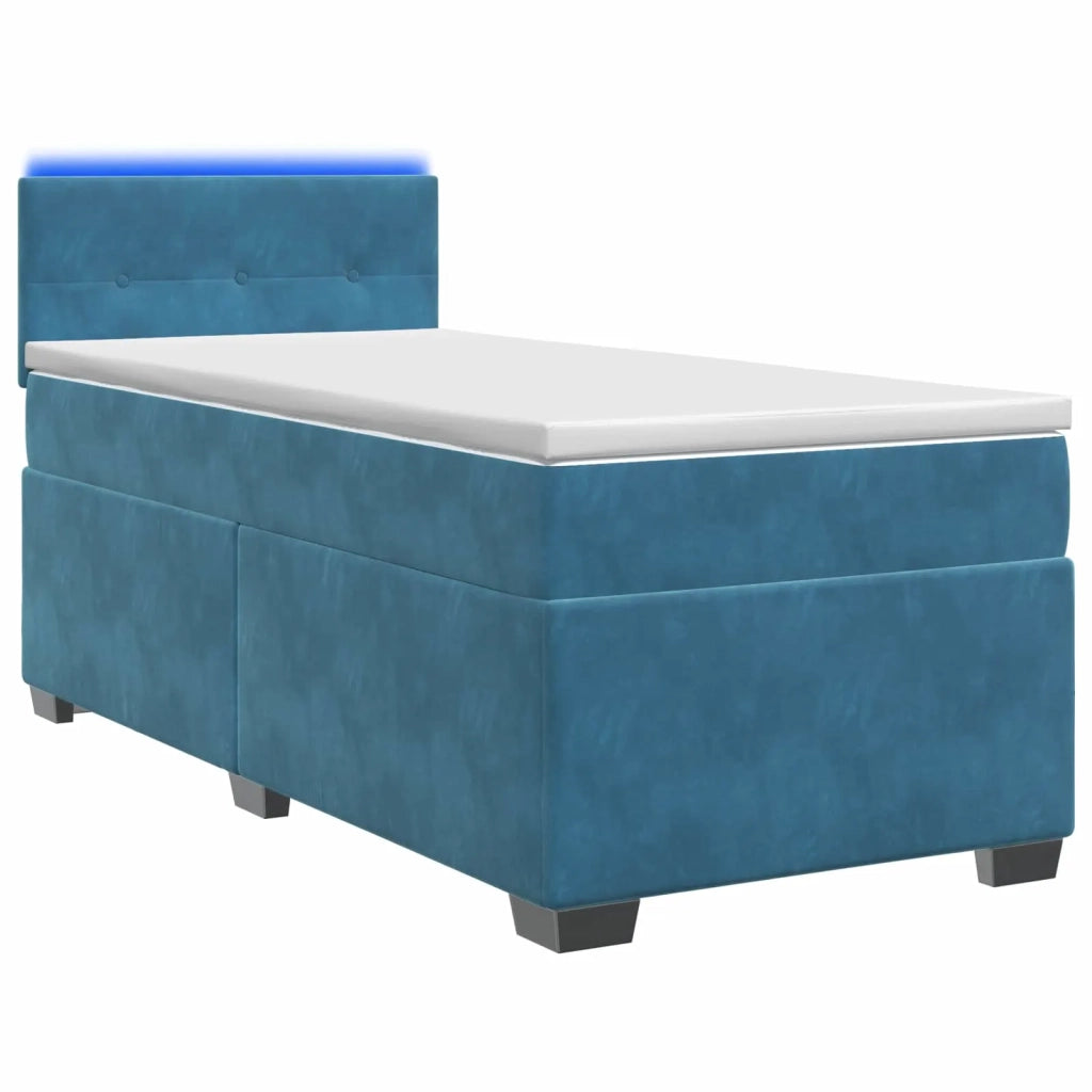 Letto con Box Spring, Materasso e LED Blu 90 x 200 cm Velluto 3452106