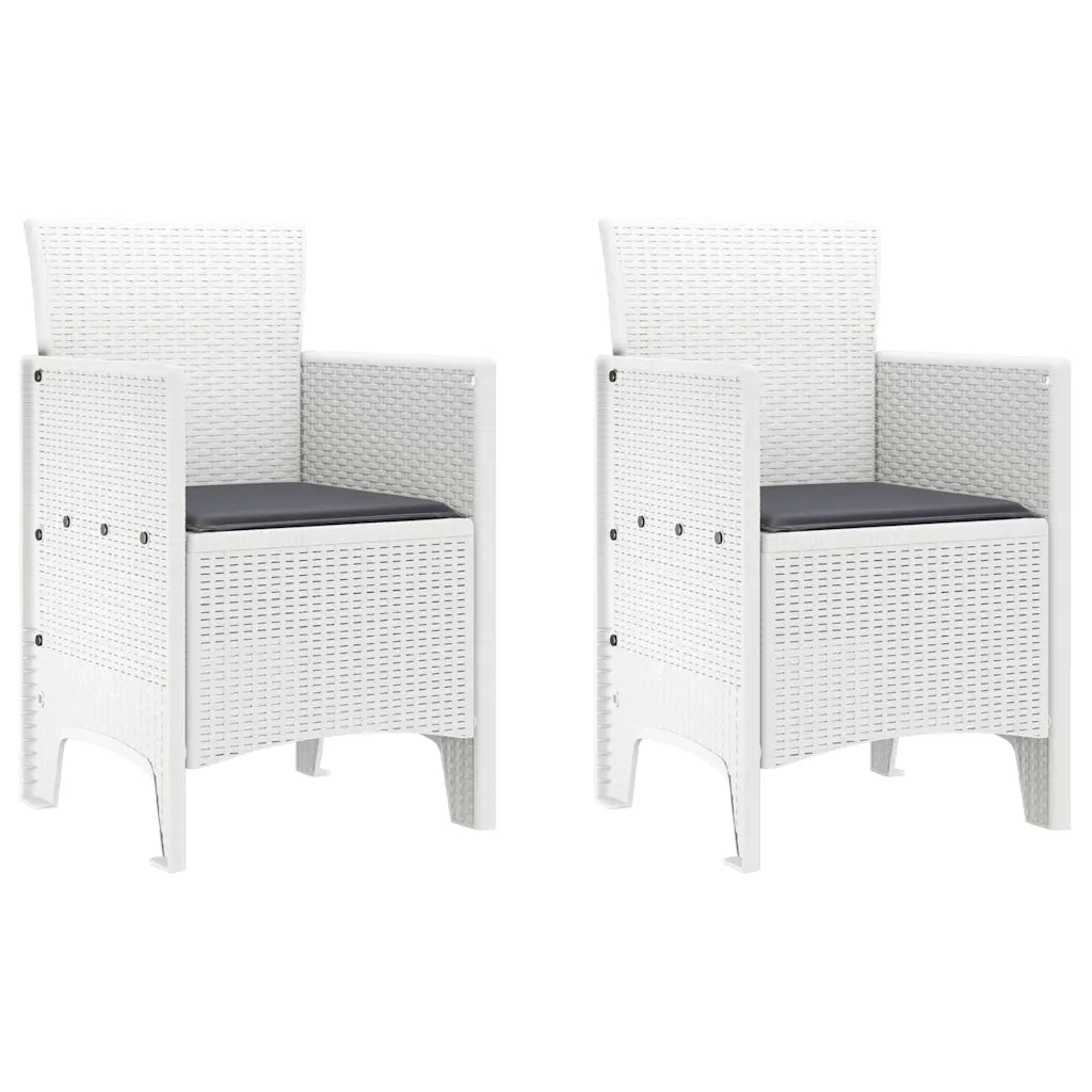 Set da Pranzo per Giardino 3 pcs Bianco Polipropilene