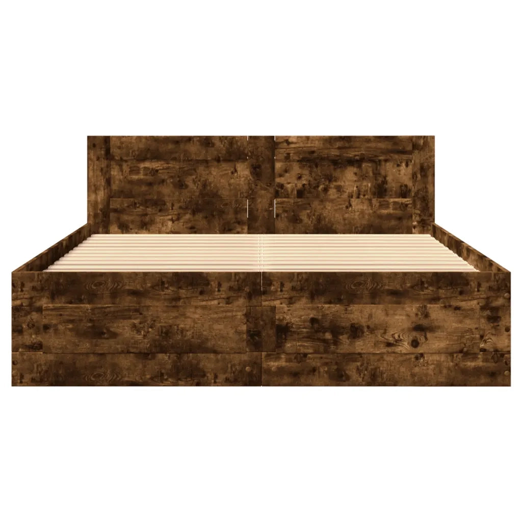 Giroletto con Testiera-Struttura Letto con testiera Rovere Fumo 120x190 cm Legno Multistrato 583209