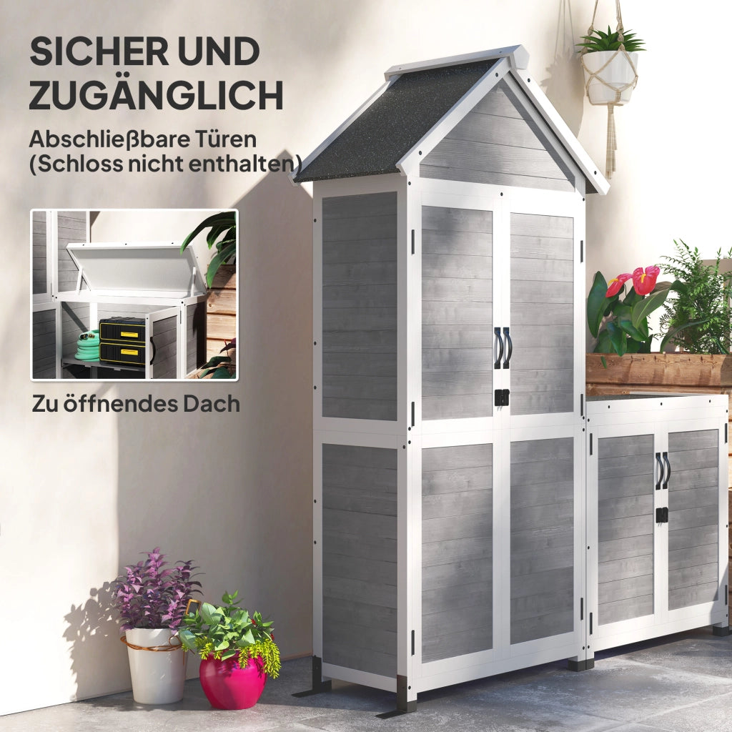 Capanno da Giardino con Armadio ¨C Minimal ¨C Legno di Abete Grigio Chiaro