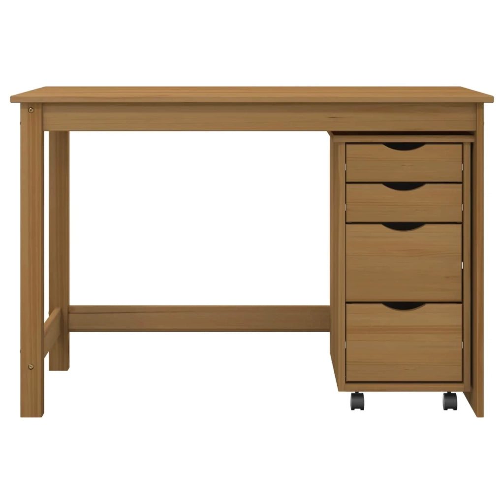 Set scrivania e mobiletto su ruote MOSS 2 pz Marrone Miele 3438790