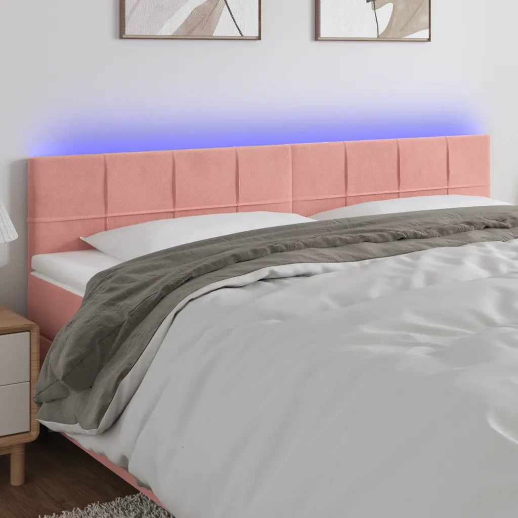 Testiera | Testata a LED Rosa 180x5x78/88 cm in Velluto