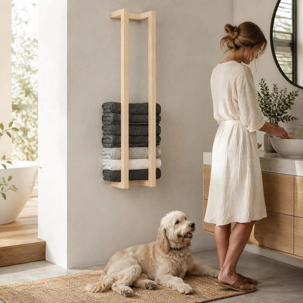 Towel Holder 23x18x110 Cm Solid Pine Wood