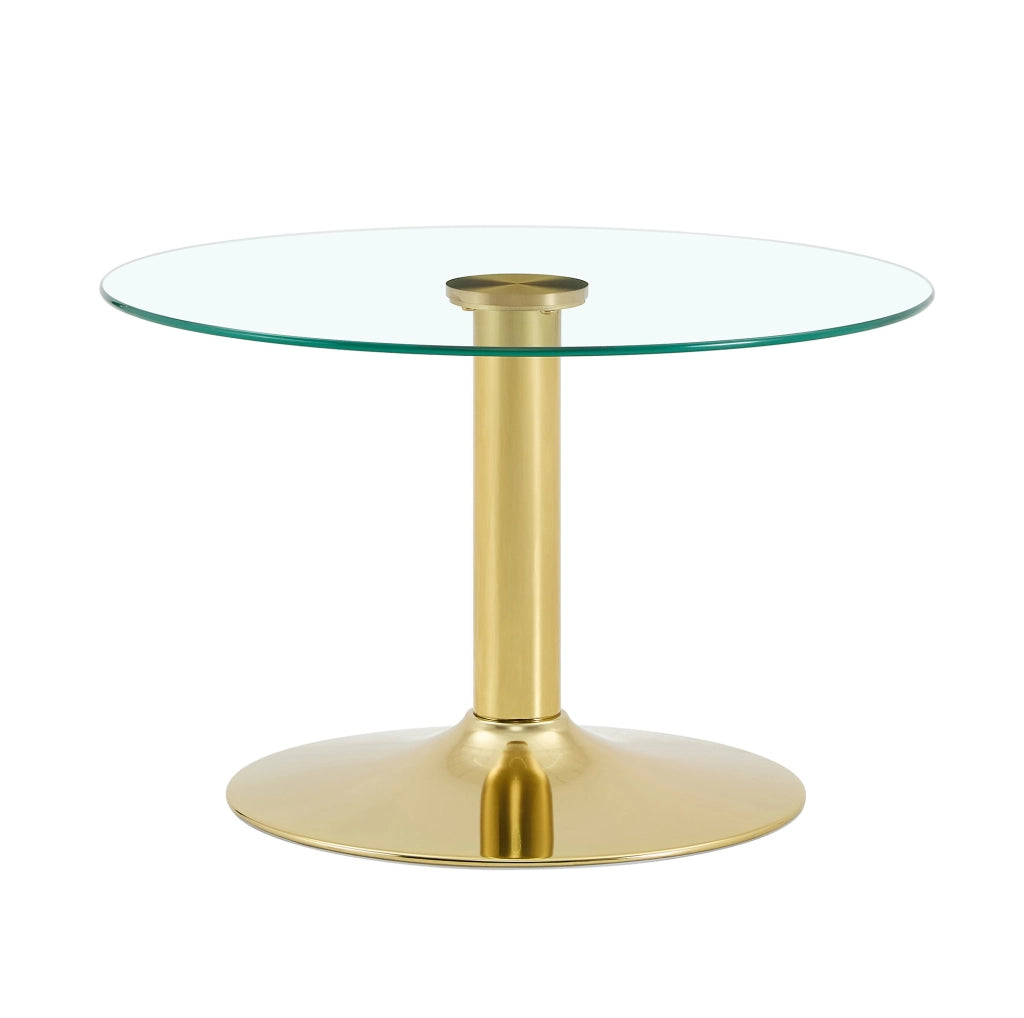 TAVOLO Basso Rotondo in Vetro 70 cm Oro