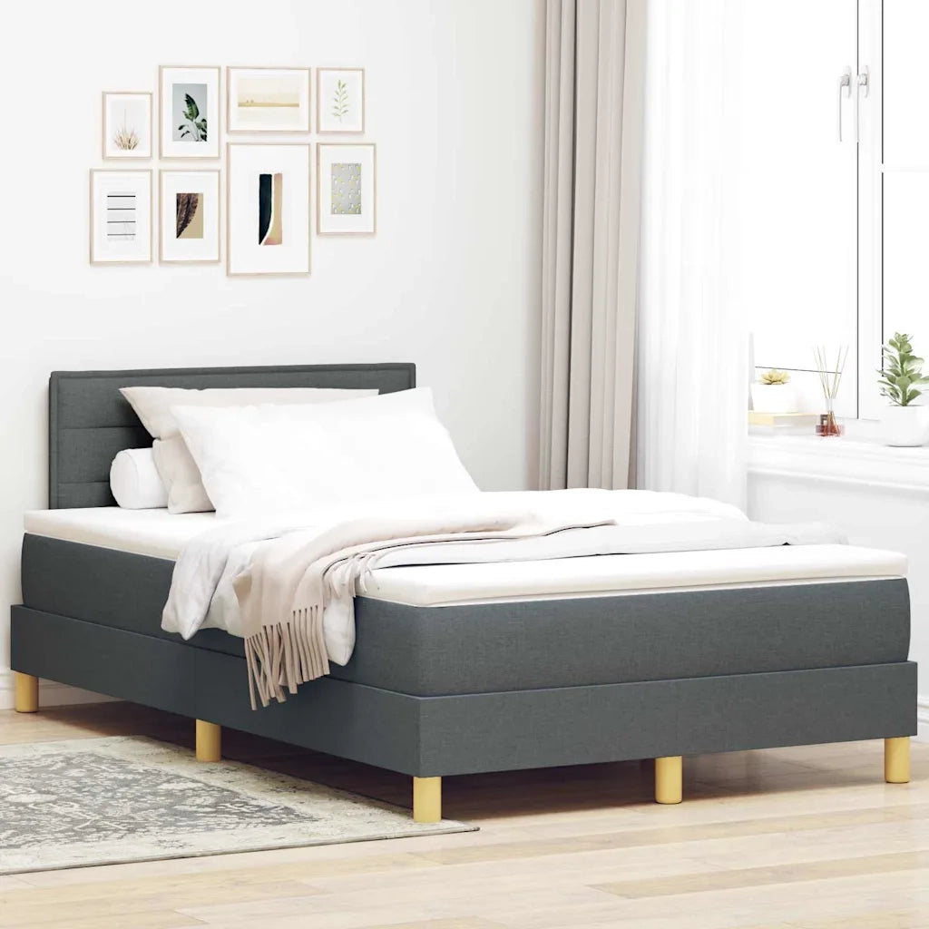 Letto a Sorgente LED con led Grigio scuro 120 x 200 cm Tessuto