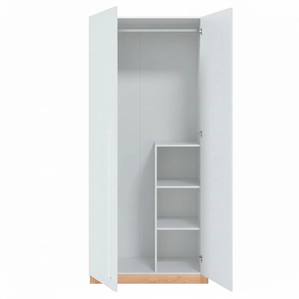 Armadio A 2 Ante Con Asta Appendiabiti E 3 Ripiani Armadietto Mobile Guardaroba Mobiletto Moderno Per Cameretta Camera Ragazzi 90 x 200 x 52 Cm Bianco E Rovere