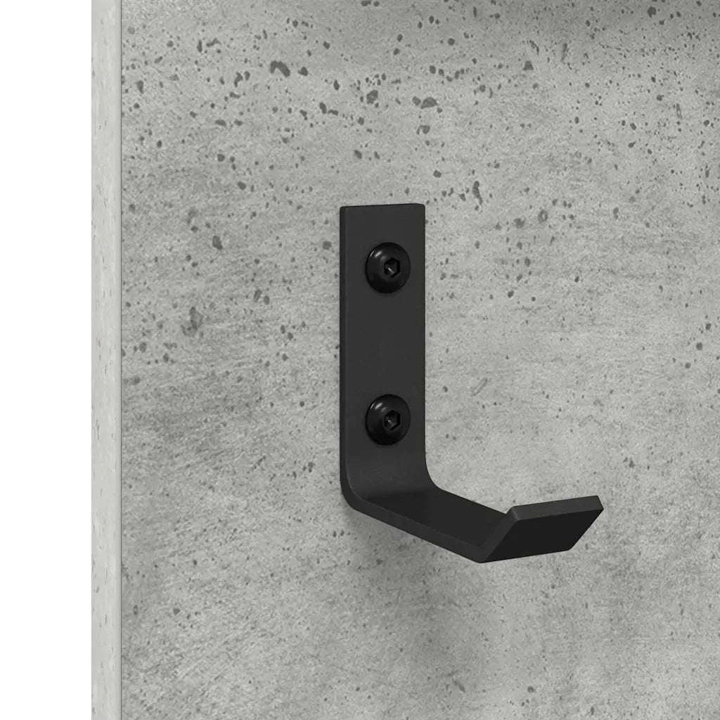 Appendiabiti a muro con specchio Grigio cemento 70 x 10 x 90 cm 874526
