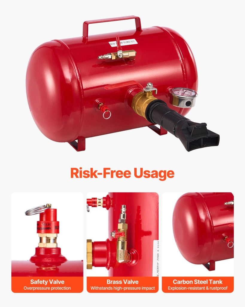 HM2902 Gonfiatore per Pneumatici 18,9 L in Acciaio al Carbonio 0,6-0,8 MPa Tallonatore Robusto per Officina Camion e Furgoni Rosso